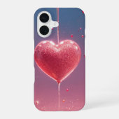 Sparkling Heart & Cherry Romantic Phone Case iPhone 16 Hülle (Rückseite)