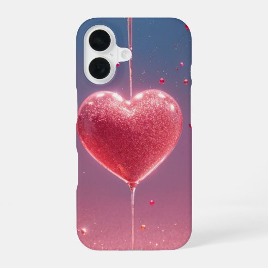 Sparkling Heart & Cherry Romantic Phone Case iPhone 16 Hülle (Rückseite)