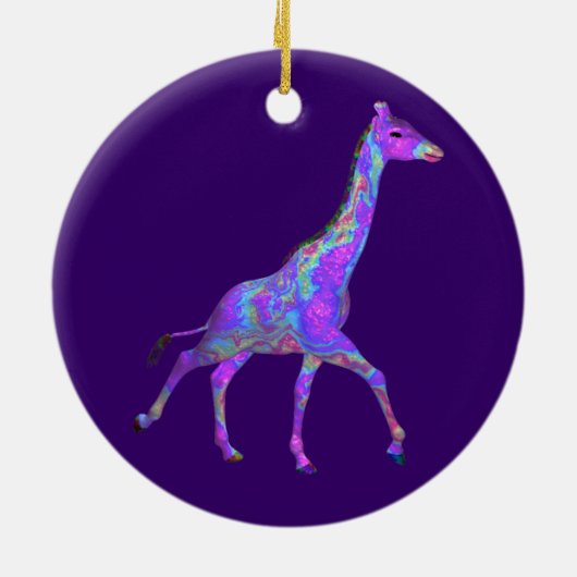 Sparkling Hippie Style Lila Giraffe Keramikornament (Hinten)