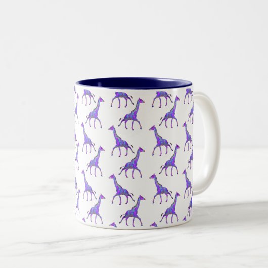 Sparkling Hippie Style Lila Giraffe Zweifarbige Tasse (VorderseiteRechts)
