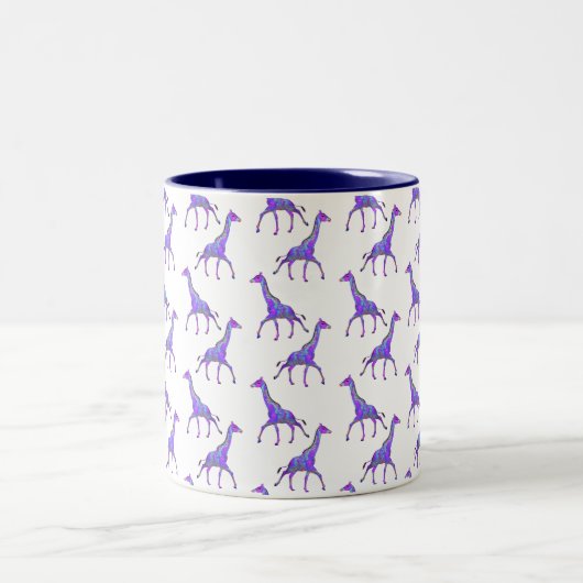 Sparkling Hippie Style Lila Giraffe Zweifarbige Tasse (Mittel)