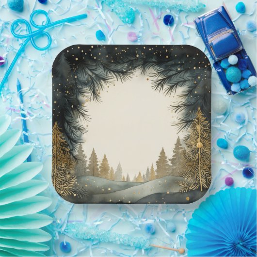 Sparkling Holiday Trees Pappteller (Party)