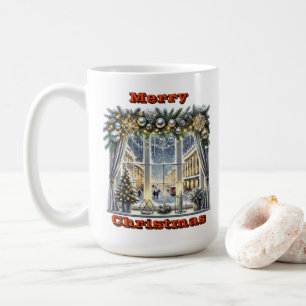 Sparkling Holiday Window Scene Kaffeetasse