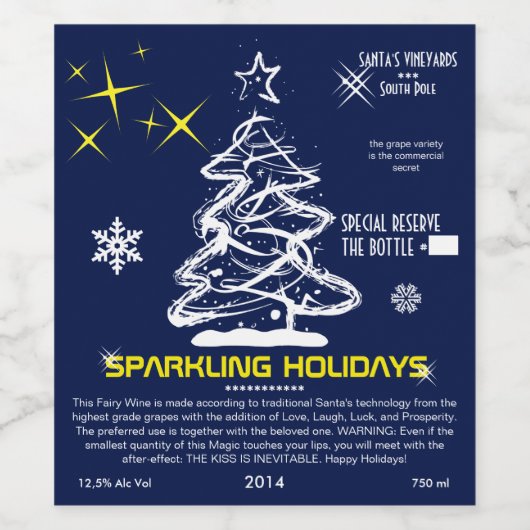 Sparkling Holidays Fairy Wein witzig anpassbar Weinetikett (Einzelnes Label)