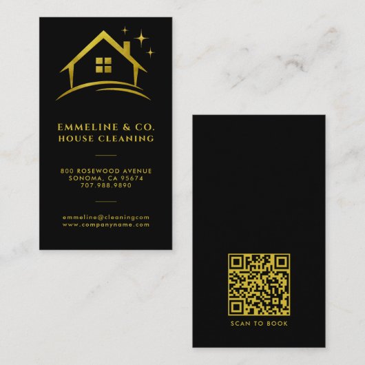 Sparkling House Cleaning Service QR-Code Visitenkarte (Vorne/Hinten)