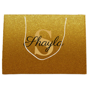 Sparkling Imitate Gold Glitzer Mit Monogramm Große Geschenktüte
