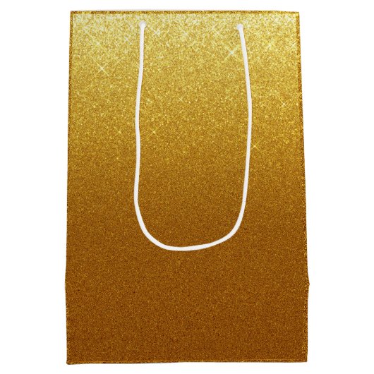 Sparkling Imitate Gold Glitzer Mit Monogramm Mittlere Geschenktüte (Rückseite)