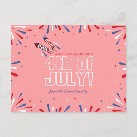 Sparkling Independence Day Holiday Postcard Feiertagspostkarte (Vorderseite)