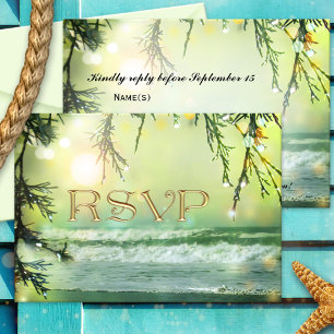 Sparkling Lights Beach Hochzeit RSVP Karte