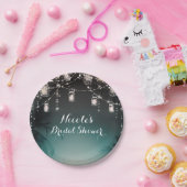 Sparkling Lights Palm Trees Elegant Beach Weißding Pappteller (Party)