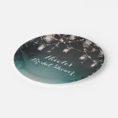 Sparkling Lights Palm Trees Elegant Beach Weißding Pappteller (Schrägansicht)