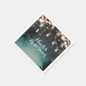 Sparkling Lights Palm Trees Elegant Beach Weißding Serviette (Ecke)