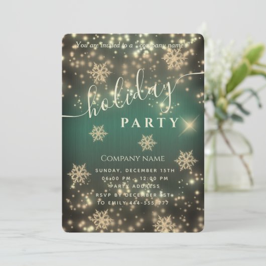 Sparkling luxuriösen Unternehmen Weihnachten Party Einladung (Stehend Vorderseite)