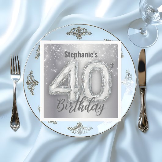 Sparkling Luxuriöser Edelstein 40. Geburtstag Serviette