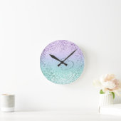 Sparkling MERMAID Girls Glitter Heart #1 Runde Wanduhr (Zuhause)