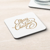 Sparkling Minimalistisch Gold Frohe Weihnachts-Phr Getränkeuntersetzer (Linke Seite)