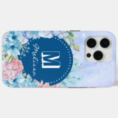 Sparkling Moderne Lila Blauflora Case-Mate iPhone Hülle (Rückseite (Horizontal))