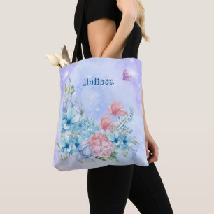 Sparkling Moderne Lila Blauflora Tasche