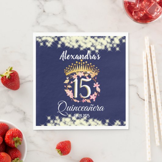 Sparkling Navy Blue Quinceanera Serviette (Beispiel)