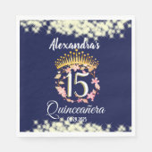 Sparkling Navy Blue Quinceanera Serviette (Vorderseite)