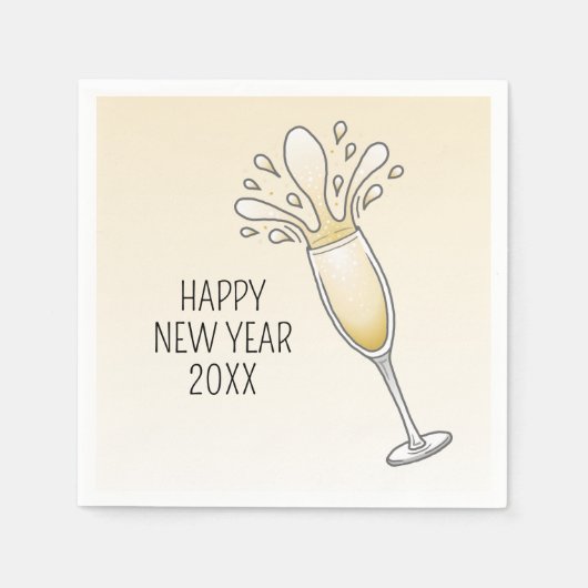 Sparkling New Year Champagne Glass Serviette (Vorderseite)