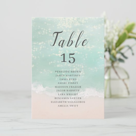 Sparkling Ocean Beach Hochzeitskarten (Stehend Vorderseite)