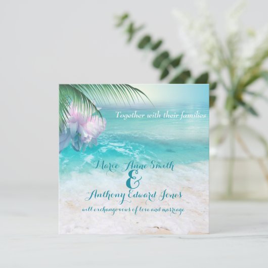 SPARKLING OCEAN WASSER Hochzeit Einladung (Stehend Vorderseite)