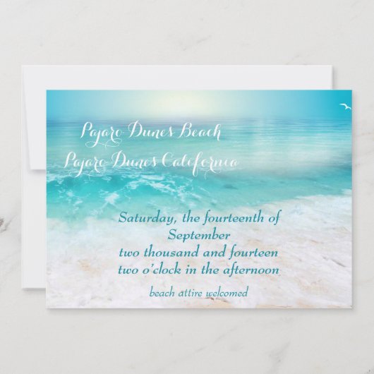 SPARKLING OCEAN WASSER Hochzeit Einladung (Rückseite)