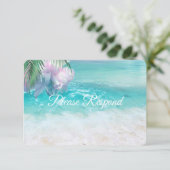 SPARKLING OCEAN WATERS UAWG Wedding RSVP Karte (Stehend Vorderseite)