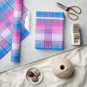 Sparkling Ombre Kariert in Rosa Lila Blau Geschenkpapier