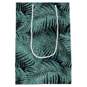 Sparkling Palm Blätter Muster Aquamarin ID831 Mittlere Geschenktüte (Rückseite)