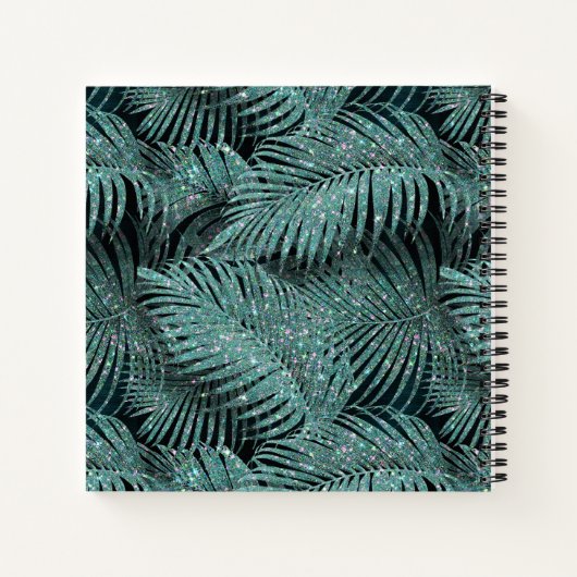 Sparkling Palm Blätter Muster Aquamarin ID831 Notizblock (Rückseite)