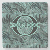 Sparkling Palm Blätter Muster Aquamarin ID831 Steinuntersetzer (Vorderseite)