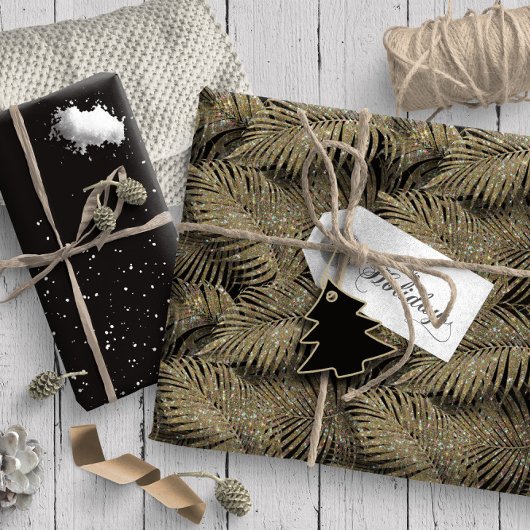 Sparkling Palm Blätter Muster Gold ID831 Geschenkpapier