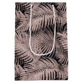 Sparkling Palm Blätter Muster Rose Gold ID831 Mittlere Geschenktüte (Rückseite)