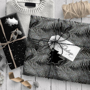 Sparkling Palm Leaves Pattern Silver ID 831 Geschenkpapier