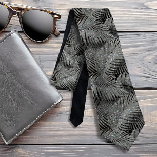 Sparkling Palm Leaves Pattern Silver ID 831 Krawatte