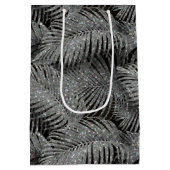 Sparkling Palm Leaves Pattern Silver ID 831 Mittlere Geschenktüte (Rückseite)