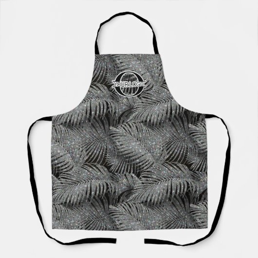 Sparkling Palm Leaves Pattern Silver ID 831 Schürze (Vorderseite)