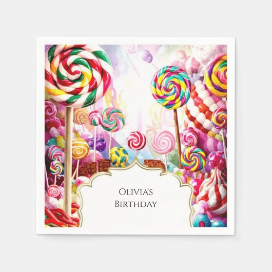 Sparkling Pastel Candyland Geburtstag Serviette (Vorderseite)