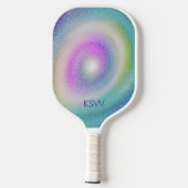 Sparkling Pastel Galaxy mit Monogramm Pickleball Schläger (Rückseite)