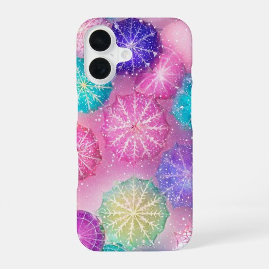 Sparkling Pastel Snowflake iPhone 16 Hülle (Rückseite)