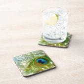 Sparkling Peacock Feather Cork Untersetzer (Rechte Seite)