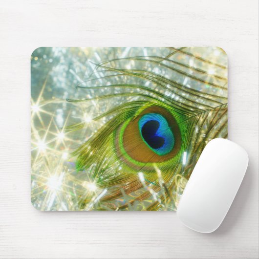 Sparkling Peacock Feather Mousepad (Mit Mouse)