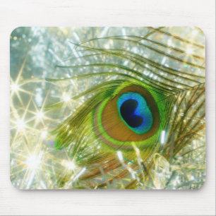 Sparkling Peacock Feather Mousepad