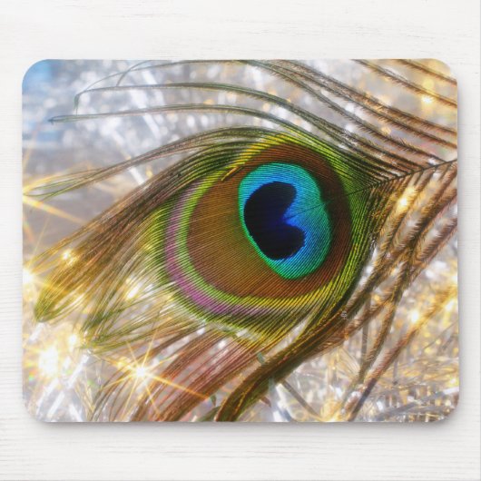 Sparkling Peacock Feather Mousepad (Vorne)