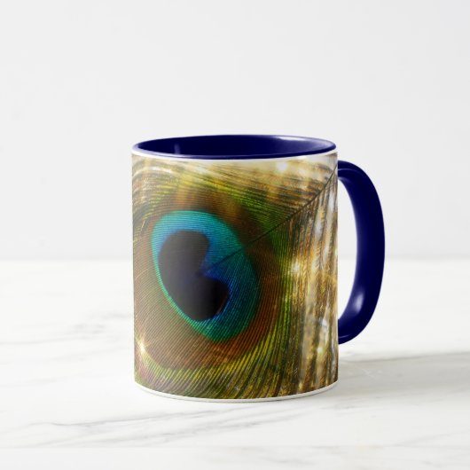 Sparkling Peacock Feather-Tasse Tasse (VorderseiteRechts)