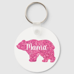 Sparkling pink glitter Mama bear design  Schlüsselanhänger