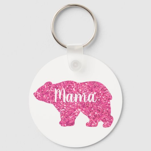 Sparkling pink glitter Mama bear design  Schlüsselanhänger (Vorderseite)