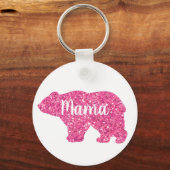Sparkling pink glitter Mama bear design  Schlüsselanhänger (Vorderseite)